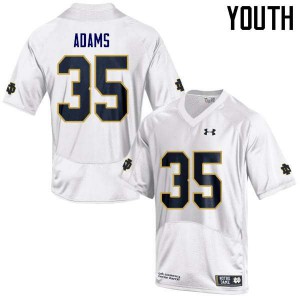Youth David Adams White Notre Dame #35 Game Official Jersey
