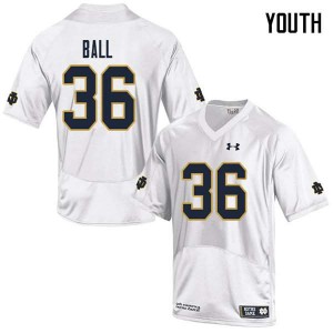 Youth Brian Ball White Notre Dame #36 Game Official Jerseys