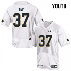 Youth Chase Love White Notre Dame #37 Game High School Jersey