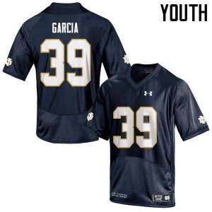 Youth Brandon Garcia Navy Notre Dame #39 Game Stitch Jerseys
