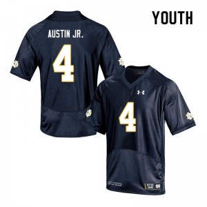 Youth Kevin Austin Jr. Navy Fighting Irish #4 Game Official Jersey