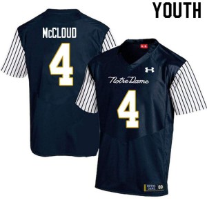 Youth Nick McCloud Navy Blue Notre Dame Fighting Irish #4 Alternate Game College Jersey