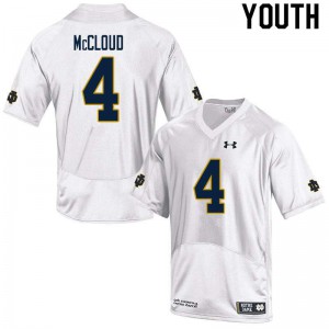 Youth Nick McCloud White Notre Dame Fighting Irish #4 Game Stitch Jerseys