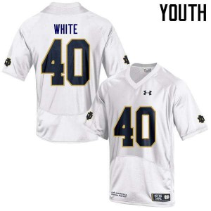 Youth Drew White White University of Notre Dame #40 Game College Jerseys
