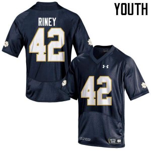 Youth Jeff Riney Navy Blue UND #42 Game Football Jersey