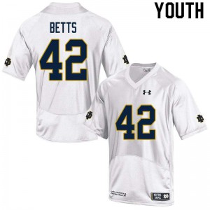 Youth Stephen Betts White University of Notre Dame #42 Game Stitched Jersey