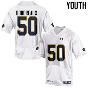 Youth Parker Boudreaux White Fighting Irish #50 Game Embroidery Jerseys