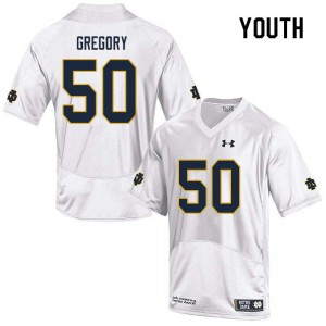 Youth Reed Gregory White Fighting Irish #50 Game Stitched Jersey