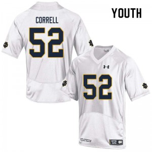 Youth Zeke Correll White UND #52 Game NCAA Jersey