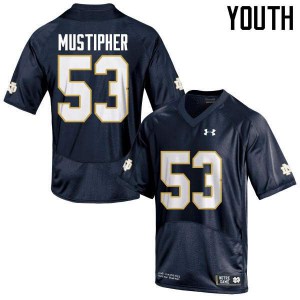 Youth Sam Mustipher Navy Blue Notre Dame #53 Game Football Jerseys