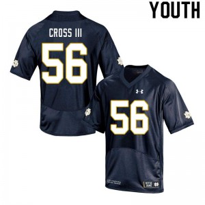 Youth Howard Cross III Navy University of Notre Dame #56 Game Stitched Jersey