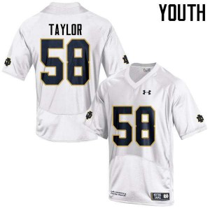 Youth Elijah Taylor White Notre Dame #58 Game Football Jersey