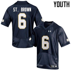 Youth Equanimeous St. Brown Navy Blue Irish #6 Game Player Jerseys