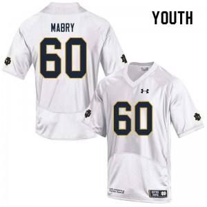 Youth Cole Mabry White University of Notre Dame #60 Game Embroidery Jerseys