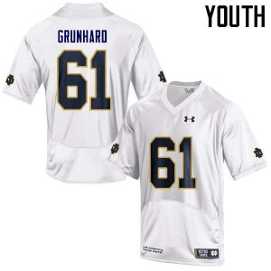 Youth Colin Grunhard White UND #61 Game Football Jerseys