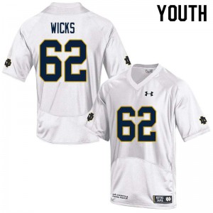 Youth Brennan Wicks White University of Notre Dame #62 Game Embroidery Jerseys