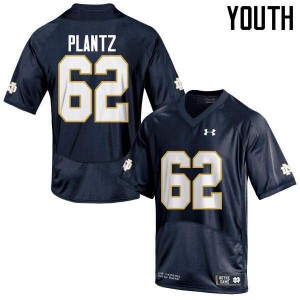 Youth Logan Plantz Navy Blue University of Notre Dame #62 Game Official Jersey