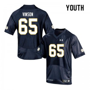 Youth Michael Vinson Navy University of Notre Dame #65 Game Official Jerseys