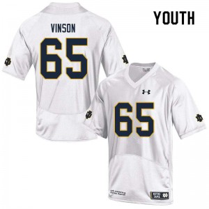 Youth Michael Vinson White Notre Dame #65 Game Stitched Jersey