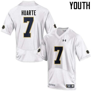 Youth John Huarte White UND #7 Game Football Jersey