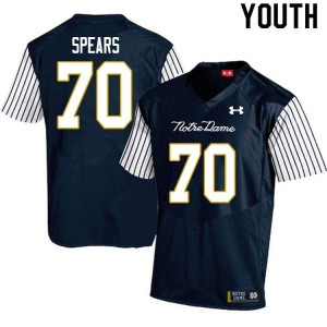 Youth Hunter Spears Navy Blue Fighting Irish #70 Alternate Game Embroidery Jersey