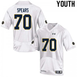 Youth Hunter Spears White Notre Dame #70 Game Embroidery Jersey