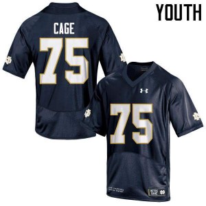 Youth Daniel Cage Navy Blue Notre Dame Fighting Irish #75 Game Embroidery Jerseys