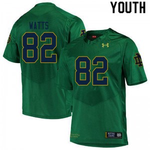 Youth Xavier Watts Green University of Notre Dame #82 Game NCAA Jersey