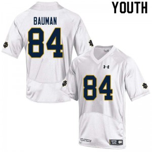 Youth Kevin Bauman White UND #84 Game Embroidery Jersey