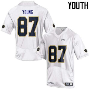 Youth Michael Young White Fighting Irish #87 Game Stitched Jersey