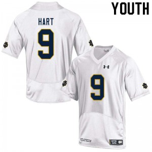Youth Cam Hart White Notre Dame #9 Game High School Jersey