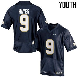 Youth Daelin Hayes Navy Blue University of Notre Dame #9 Game Embroidery Jerseys