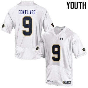 Youth Keenan Centlivre White University of Notre Dame #9 Game Football Jerseys