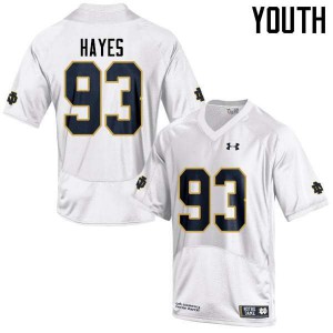Youth Jay Hayes White Fighting Irish #93 Game Embroidery Jerseys
