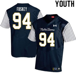 Youth Isaiah Foskey Navy Blue University of Notre Dame #94 Alternate Game Embroidery Jersey