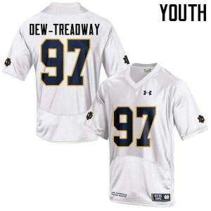 Youth Micah Dew-Treadway White University of Notre Dame #97 Game Official Jersey