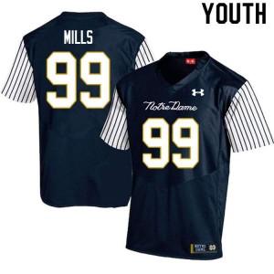 Youth Rylie Mills Navy Blue Notre Dame #99 Alternate Game Embroidery Jersey