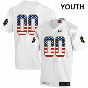 Youth Custom White UND #00 USA Flag College Jersey